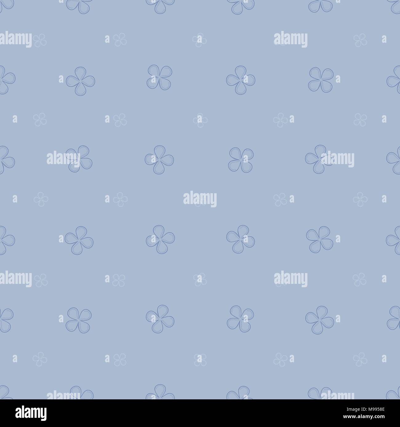 Modello senza cuciture con quattro petali di fiori in pastello blu toni. Molla modello senza giunture Illustrazione Vettoriale