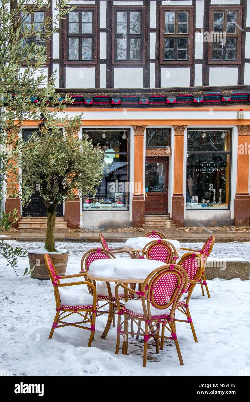 Welterbestadt Quedlinburg im Winter mit Schnee Winterimpressionen Foto Stock