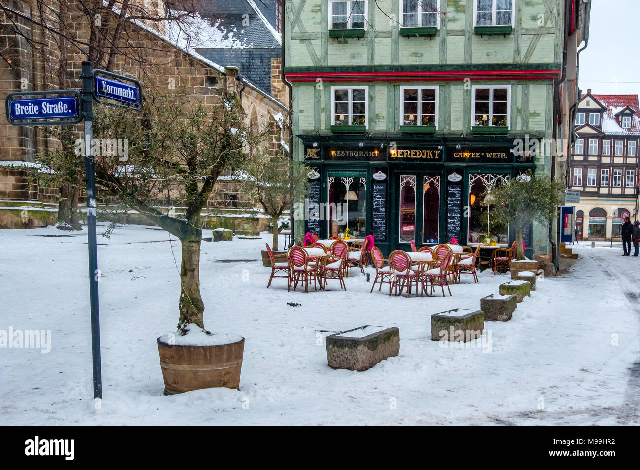 Welterbestadt Quedlinburg im Winter mit Schnee Winterimpressionen Foto Stock