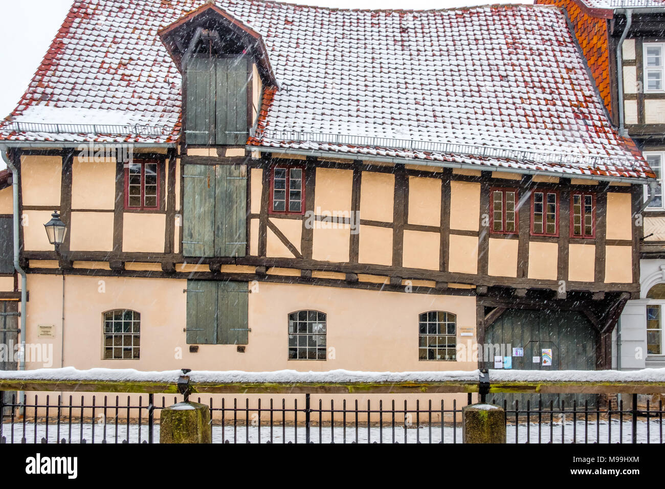 Welterbestadt Quedlinburg im Winter mit Schnee Winterimpressionen Foto Stock