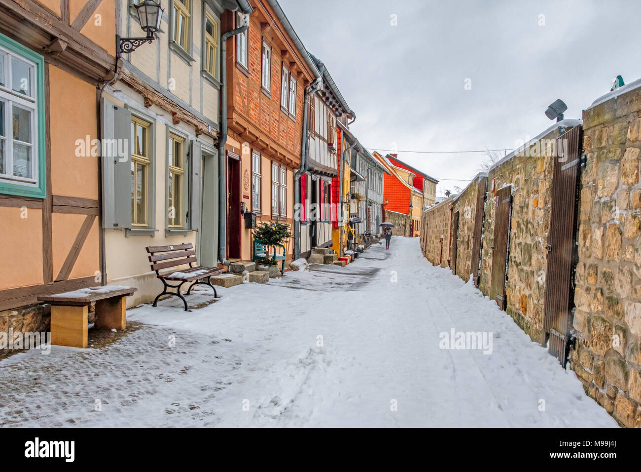 Welterbestadt Quedlinburg im Winter mit Schnee Winterimpressionen Foto Stock