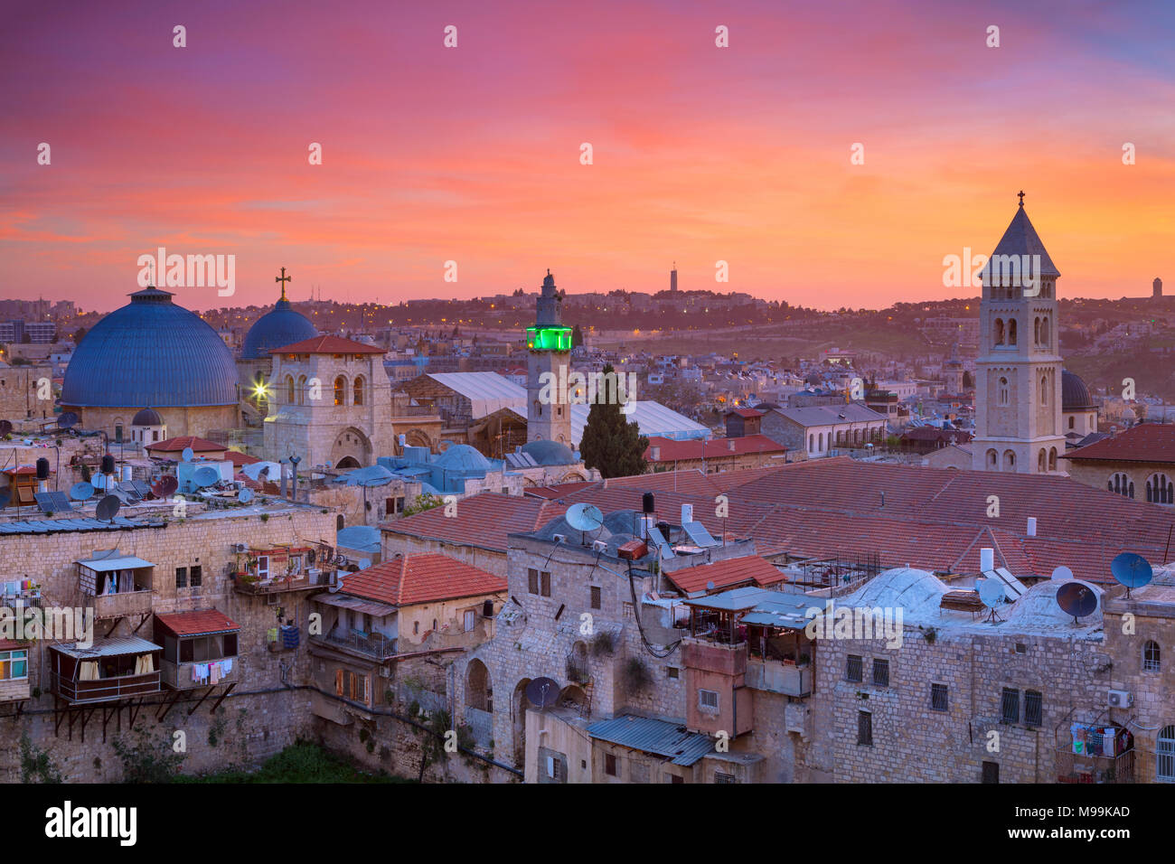Gerusalemme. Cityscape immagine della città vecchia di Gerusalemme, Israele a sunrise. Foto Stock