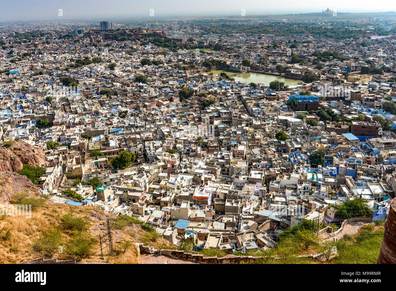 INDIA RAJASTHAN Jodhpur Vista della città blu Foto Stock