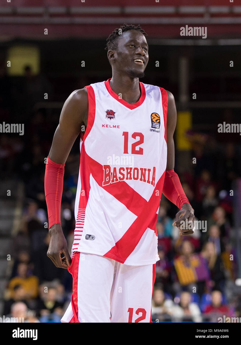 Barcellona, Spagna. 23 marzo 2018; Ilimane Diop, #12 di Baskonia durante il 2017/2018 Turkish Airlines Eurolega Regular Season Round 28 gioco tra FC Barcelona e Lassa Baskonia a Palau Blaugrana il 23 marzo 2018 a Barcellona, Spagna. Credito: UKKO Immagini/Alamy Live News Foto Stock