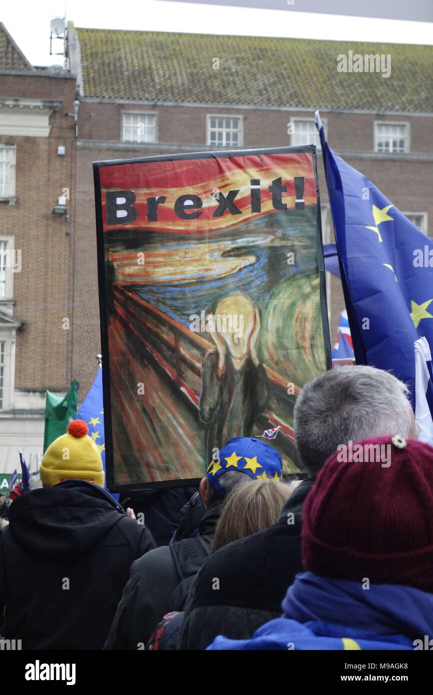 Anti Brexit Rally Exeter 24 marzo #finalsay Credito: Martin Hughes-Jones/Alamy Live News Foto Stock