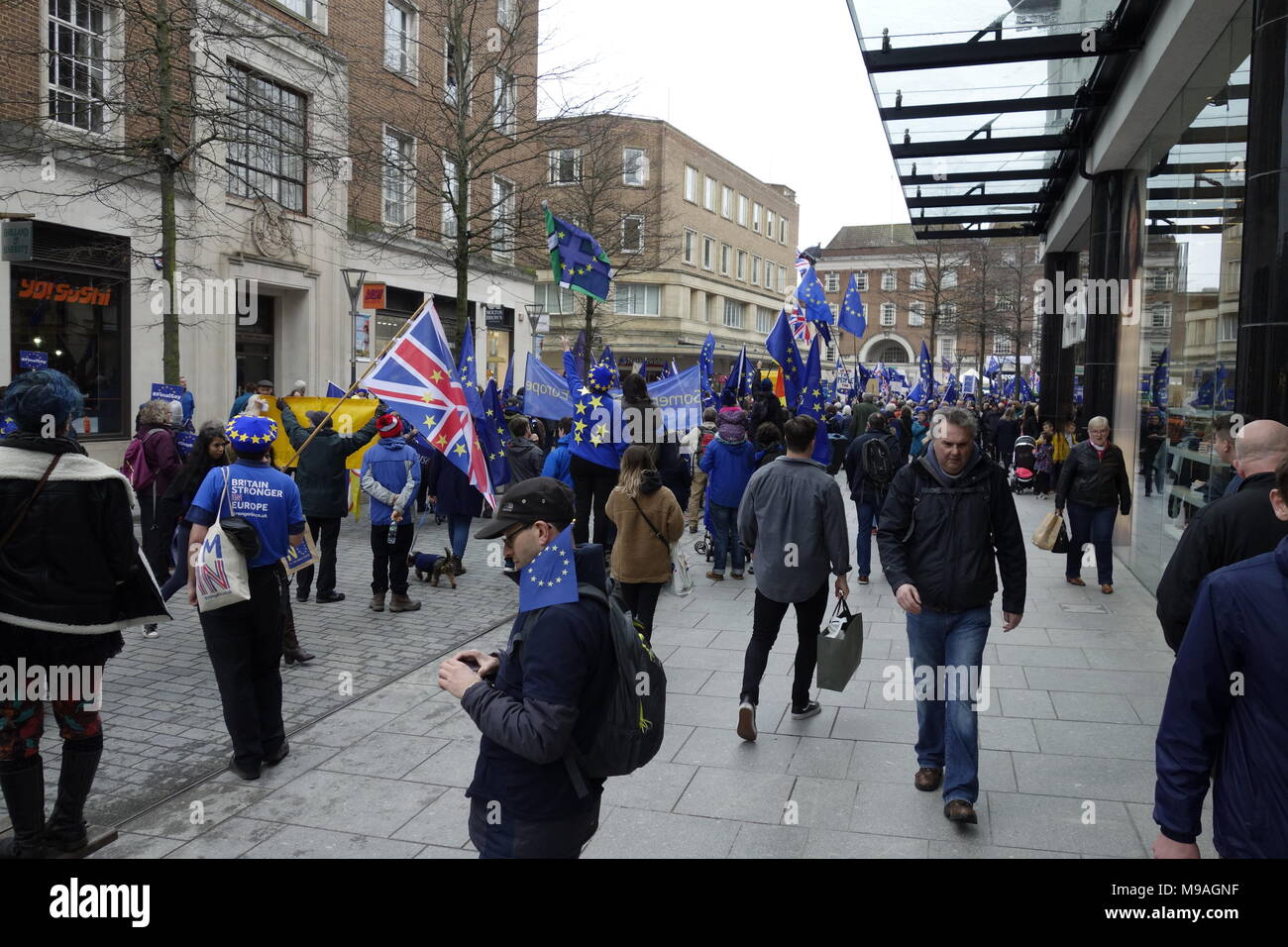 Anti Brexit Rally Exeter 24 marzo #finalsay Credito: Martin Hughes-Jones/Alamy Live News Foto Stock