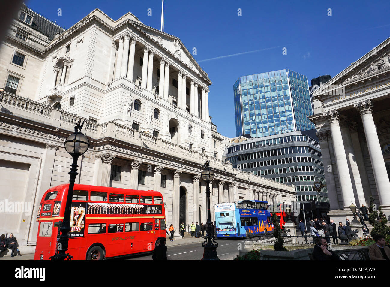 Threadneedle Street a Londra, Regno Unito Foto Stock