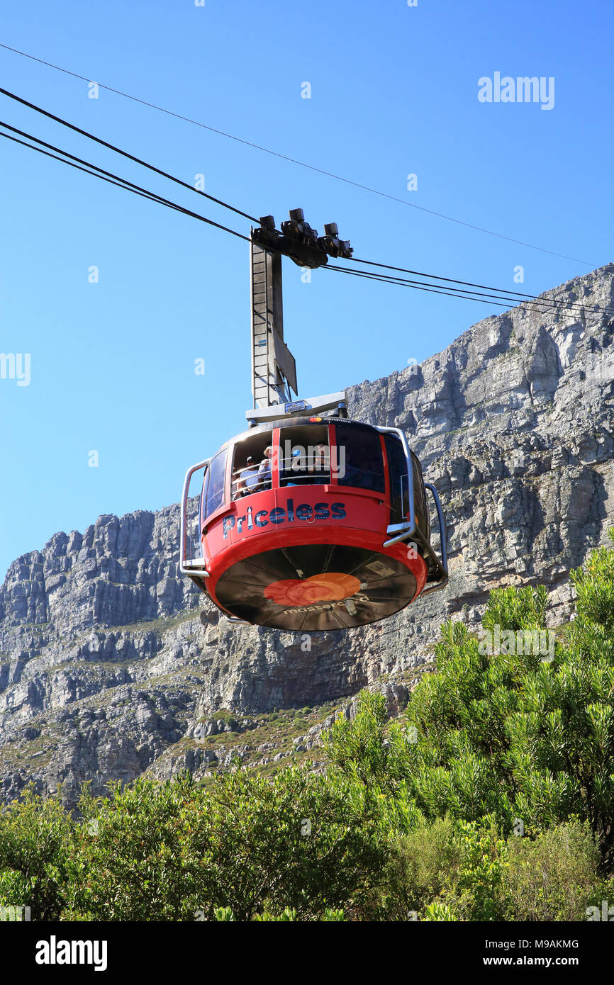 Table Mountain funivia a Cape Town, capitale del Sud Africa Foto Stock