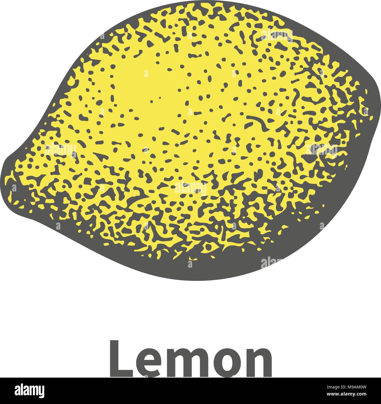 Vector disegnati a mano singola mature succosa limone giallo Illustrazione Vettoriale