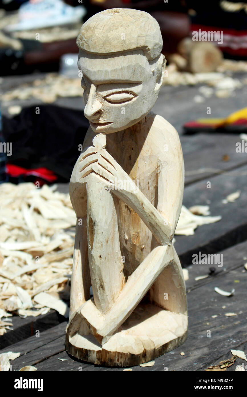 Artigianato del legno concorso al Festival Culturale Asmat, Papua, Indonesia Foto Stock