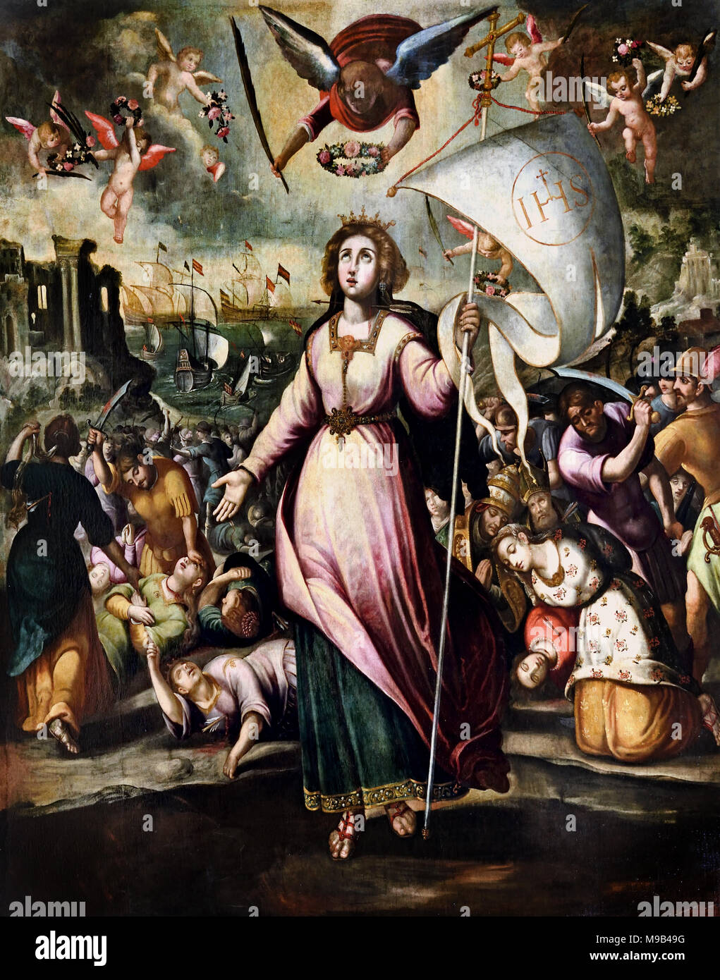 La Santa Ursula xvii secolo la vecchia cattedrale di Coimbra ( Sé Velha de Coimbra ) Il Romanico chiesa cattolica romana. Costruzione del Sé Velha è iniziata dopo la battaglia di Ourique (1139) del XII secolo il portoghese in Portogallo Foto Stock