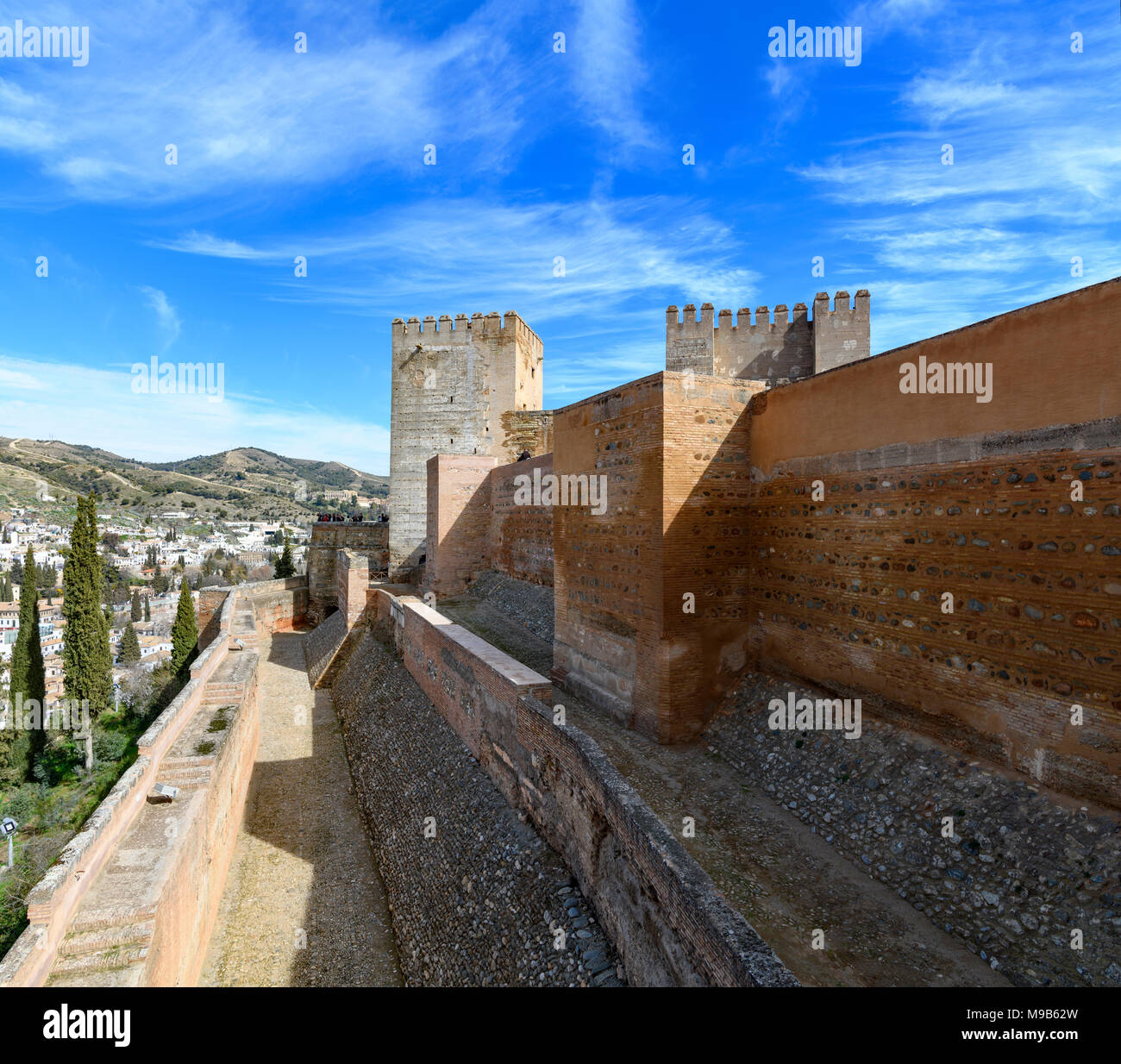 Vista del Castello Alcazaba de La Alhambra Foto Stock