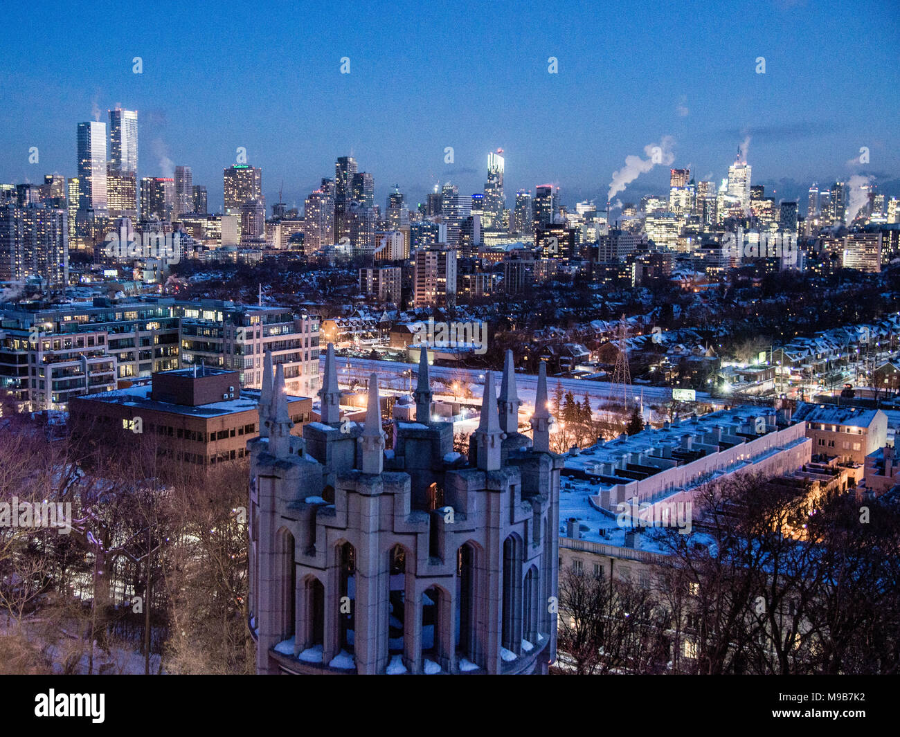 Toronto city night view dalla Casa Loma, Ontario Canada Foto Stock