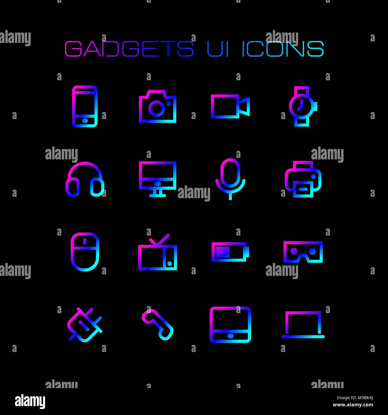 Gadget ui set di icone per semplice piatto stile design. Illustrazione Vettoriale