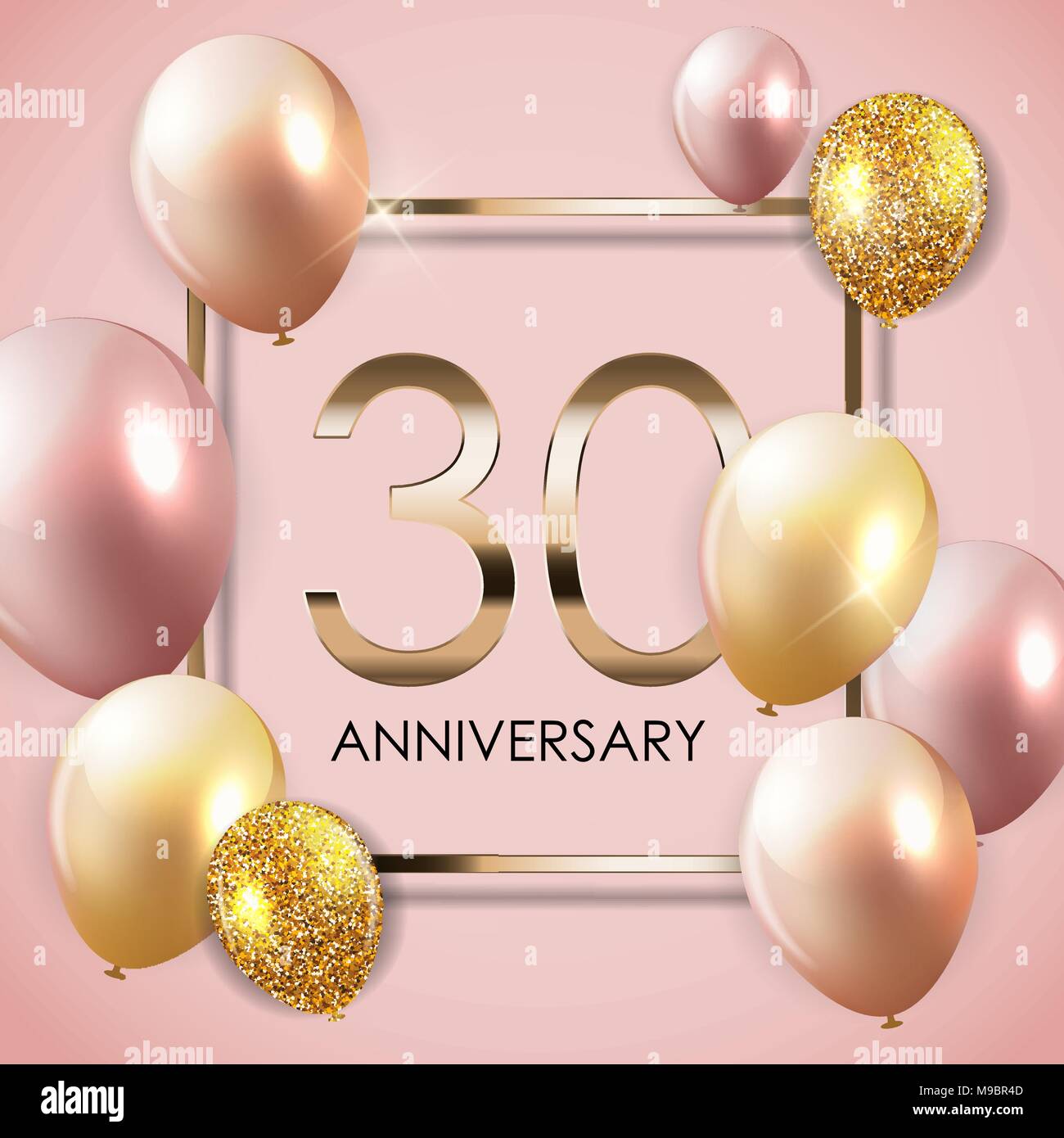Modello 30 anni di anniversario dello sfondo con palloncini illustrazione  vettoriale Immagine e Vettoriale - Alamy