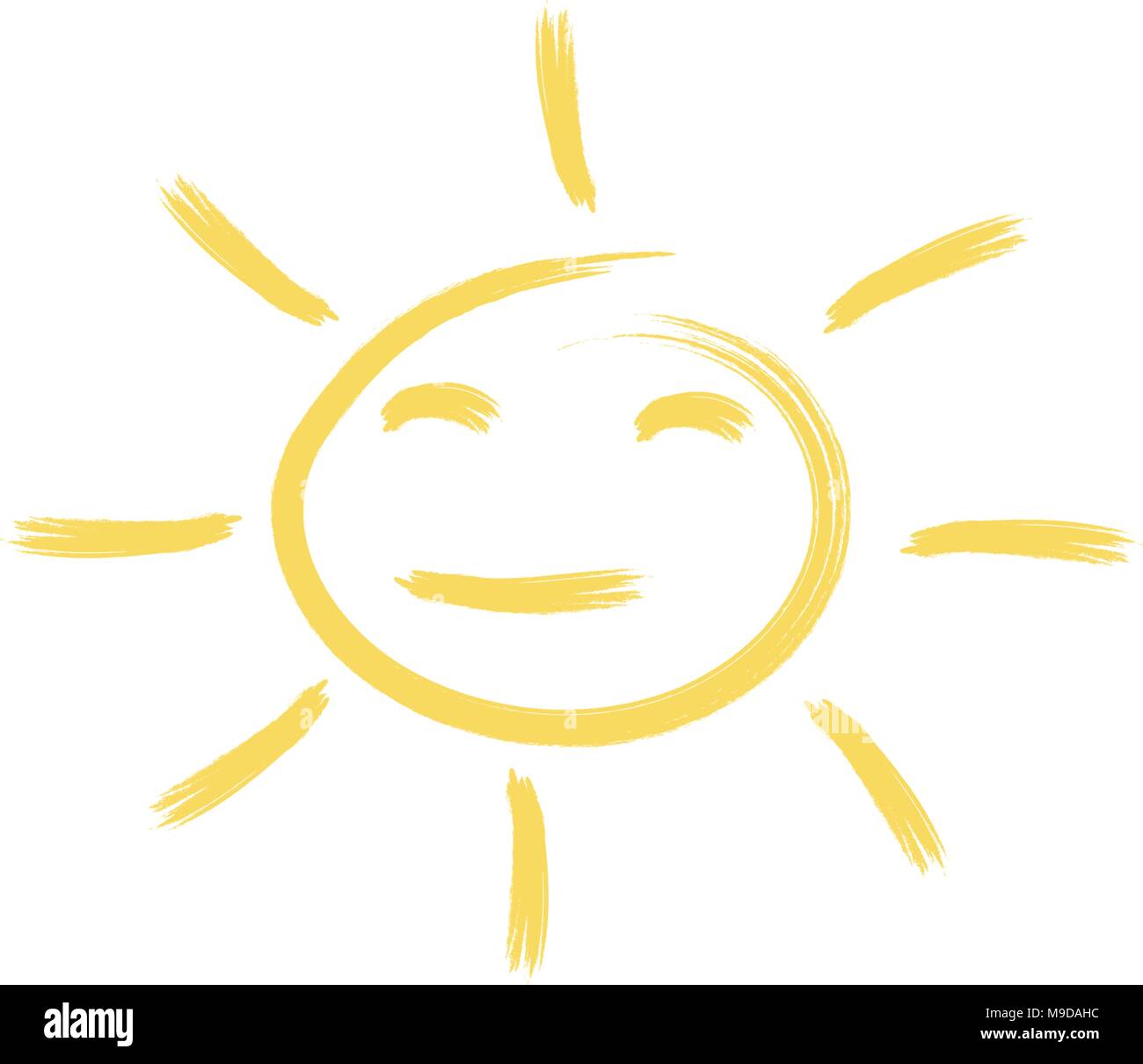 Sun sorridente disegnato a mano. Illustrazione Vettoriale eps 10 Illustrazione Vettoriale