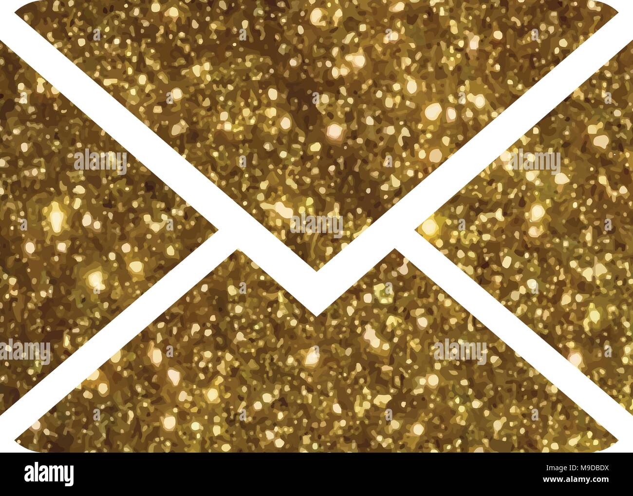 L isolato golden glitter arancione al vettore di rosa colorata interfaccia busta posta elettronica icona linea Illustrazione Vettoriale