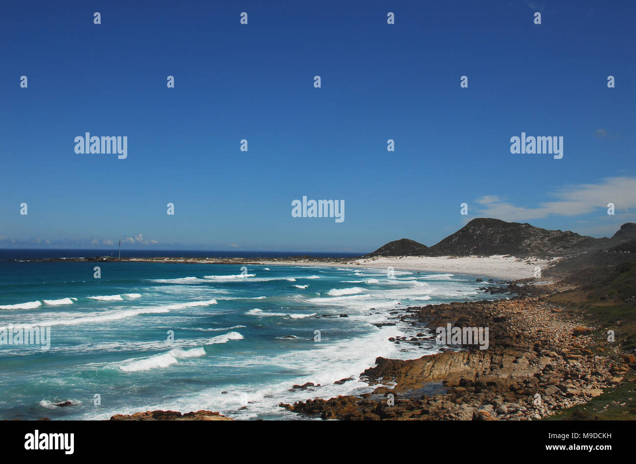 La splendida costa della Penisola del Capo da Scarborough Beach, Sudafrica. Foto Stock