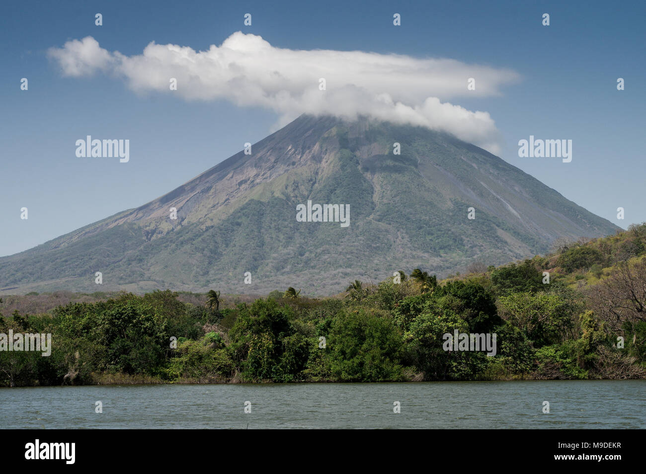 Volcan Concepcion visibile da Charco verde Riserva Naturale sull isola di Ometepe - Nicaragua america centrale Foto Stock