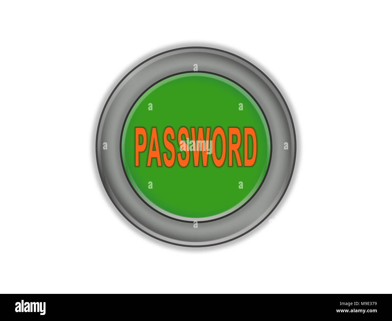 Il tasto verde con il volume e con le parole password, sfondo bianco Foto Stock