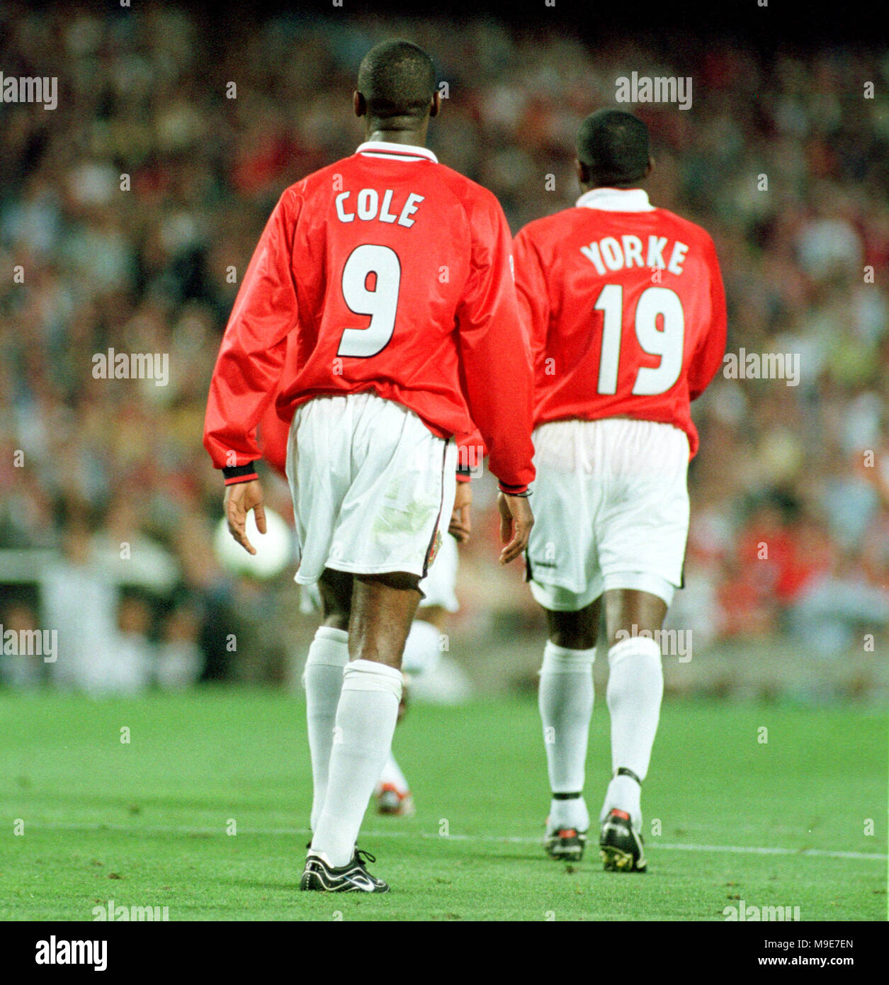 Stadio Camp Nou, Barcellona, Spagna 26.5.1999 finale di UEFA Champions League : Manchester United vs FC Bayern Monaco di Baviera 2:1 --- Andy COLE, Dwight YORKE (ManU) Foto Stock