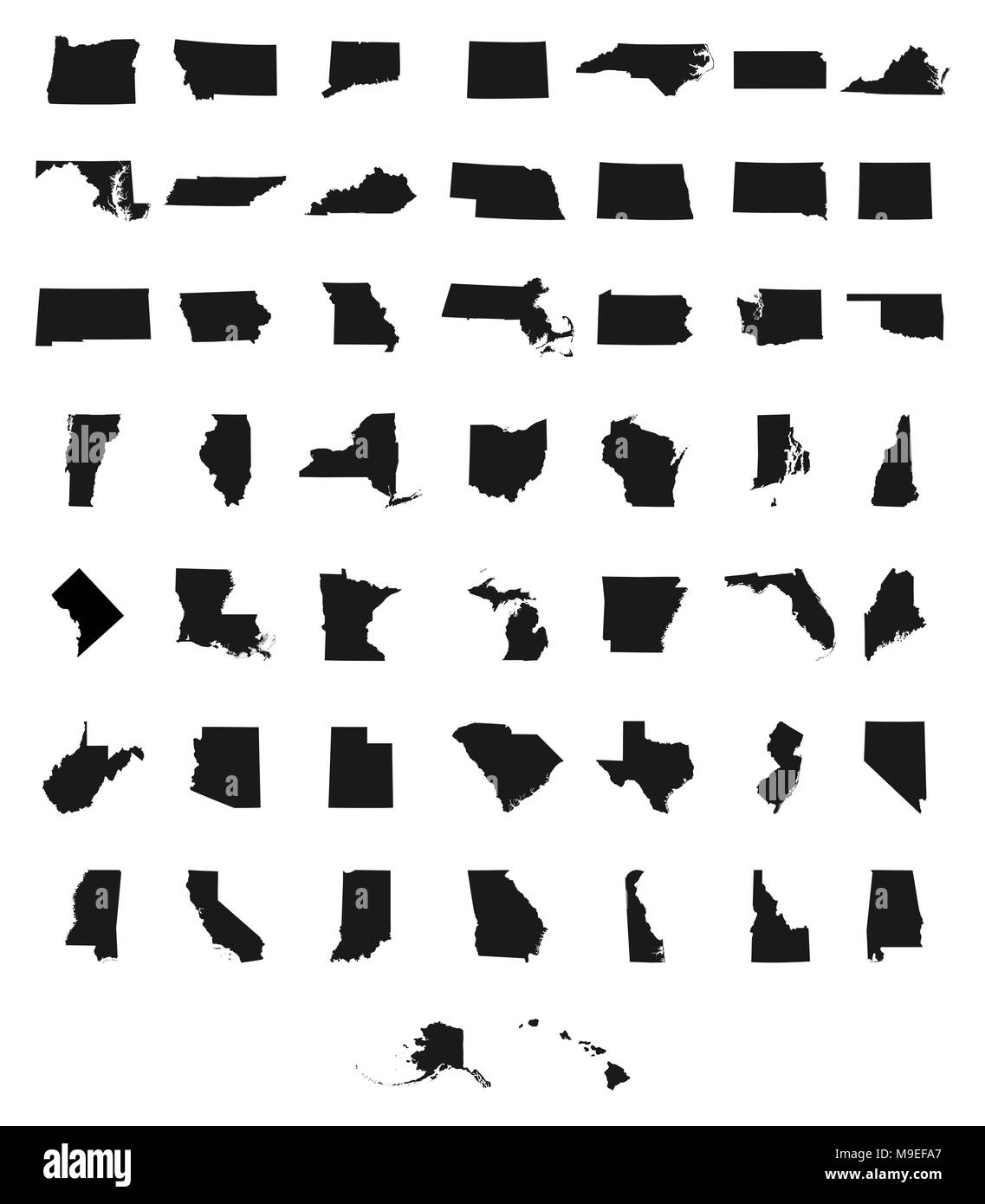 Insieme di stati usa mappe Illustrazione Vettoriale
