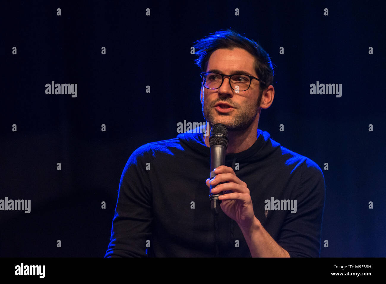 Bonn, Germania, 24 Mar 2018. Attore Tom Ellis (Lucifero), il pannello in corrispondenza MagicCon, una tre-giorni (23-25 marzo 2018) fantasia & mistero convenzione della ventola (foto di Markus Wissmann). Credito: Markus Wissmann/Alamy Live News Foto Stock