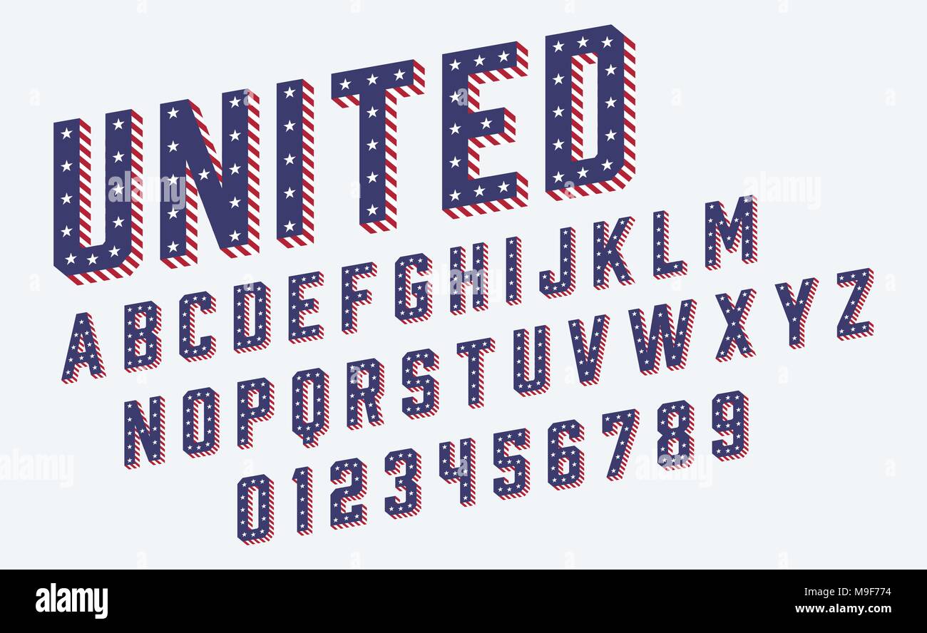 USA Font bandiera a stelle e strisce illustrazione vettoriale Illustrazione Vettoriale