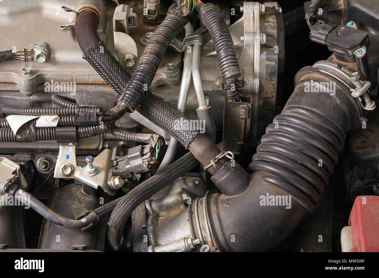 Auto motore dettaglio Foto Stock