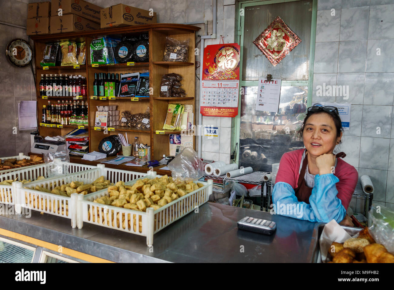 Buenos Aires Argentina, Belgrano, China Town Barrio Chino quartiere Chinatown, venditore di venditori alimentari asiatici vendere vendere vendere, bancarelle stand mercato Foto Stock