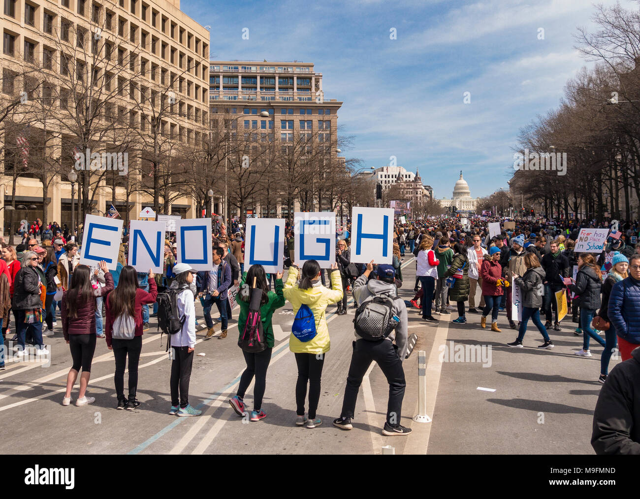 WASHINGTON, DC, Stati Uniti d'America - marzo per la nostra vita di dimostrazione, protestando della violenza pistola. Foto Stock