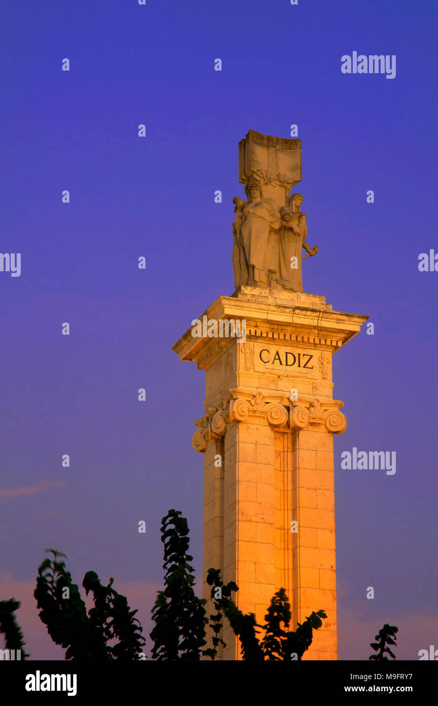 Monumento alla Costituzione spagnola di 1812 - Dettagli. Cadice. Regione dell'Andalusia. Spagna. Europa Foto Stock