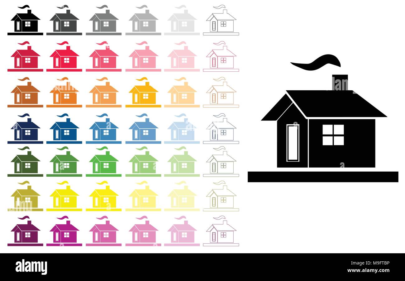 Case set vettoriali in diversi colori Illustrazione Vettoriale