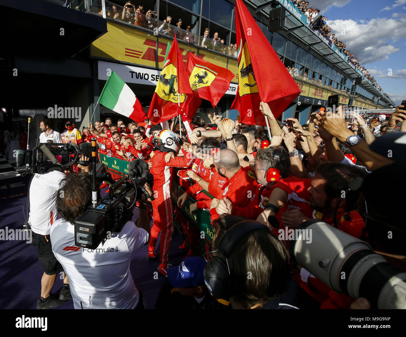 Melbourne, Australia. 25 Mar, 2018. Motorsports: FIA Formula One World Championship 2018, Melbourne, Victoria : Motorsports: Formula 1 2018 Rolex Australian Grand Prix, , #5 Sebastian Vettel (GER, la Scuderia Ferrari) | utilizzo del credito in tutto il mondo: dpa picture alliance/Alamy Live News Foto Stock