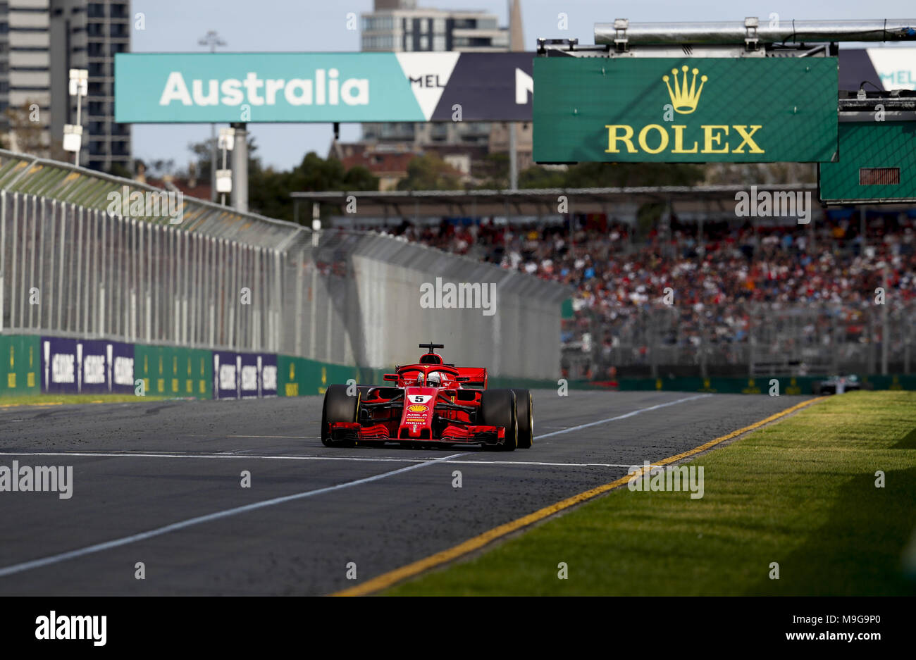 Melbourne, Australia. 25 Mar, 2018. Motorsports: FIA Formula One World Championship 2018, Melbourne, Victoria : Motorsports: Formula 1 2018 Rolex Australian Grand Prix, , #5 Sebastian Vettel (GER, la Scuderia Ferrari) , #5 Sebastian Vettel (GER, la Scuderia Ferrari) | utilizzo del credito in tutto il mondo: dpa picture alliance/Alamy Live News Foto Stock