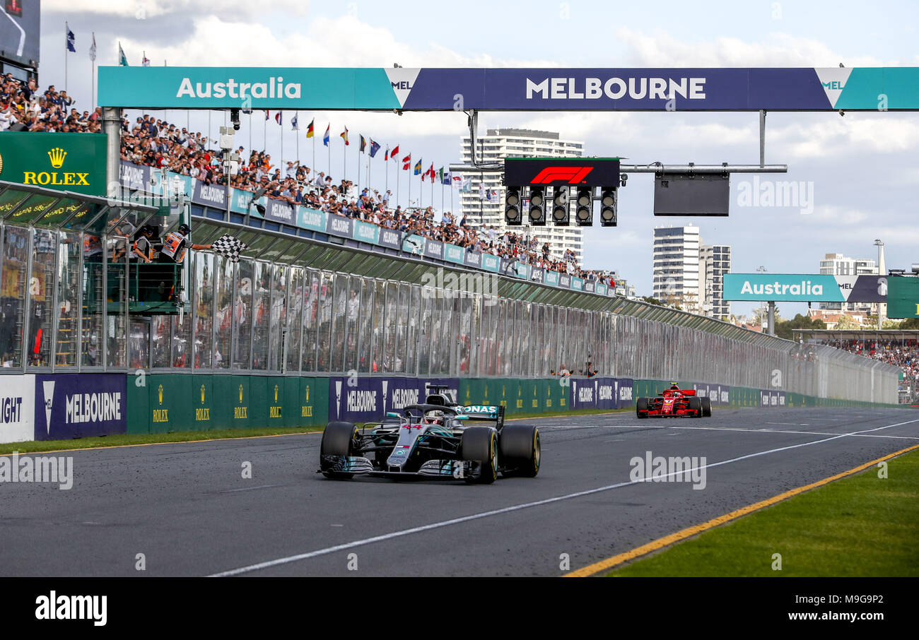 Melbourne, Australia. 25 Mar, 2018. Motorsports: FIA Formula One World Championship 2018, Melbourne, Victoria : Motorsports: Formula 1 2018 Rolex Australian Grand Prix, #44 Lewis Hamilton (GBR, Mercedes AMG Petronas Team di F1), | Utilizzo di credito in tutto il mondo: dpa picture alliance/Alamy Live News Foto Stock