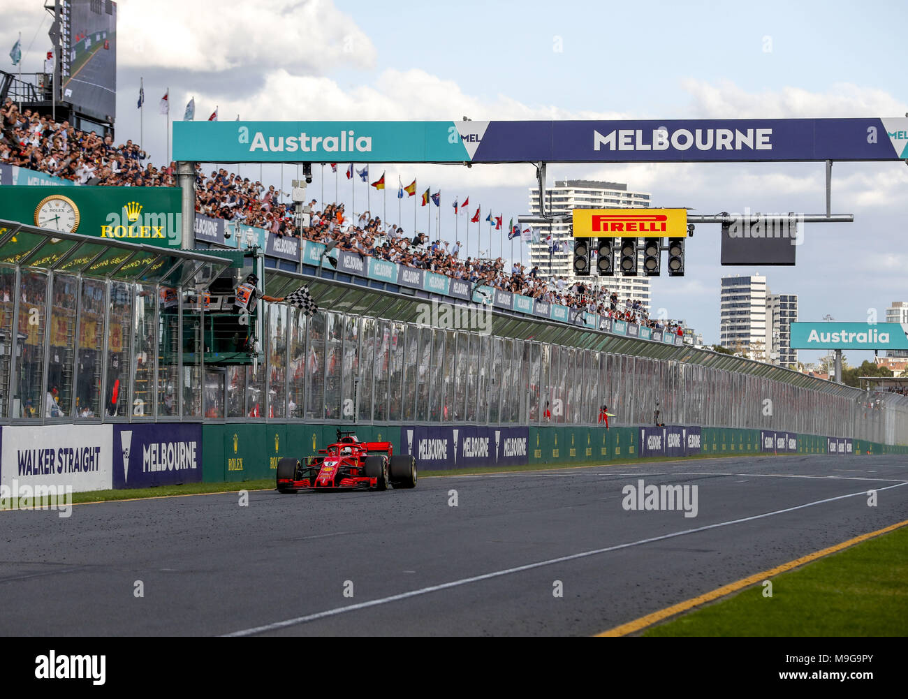Melbourne, Australia. 25 Mar, 2018. Motorsports: FIA Formula One World Championship 2018, Melbourne, Victoria : Motorsports: Formula 1 2018 Rolex Australian Grand Prix, , #5 Sebastian Vettel (GER, la Scuderia Ferrari) | utilizzo del credito in tutto il mondo: dpa picture alliance/Alamy Live News Foto Stock