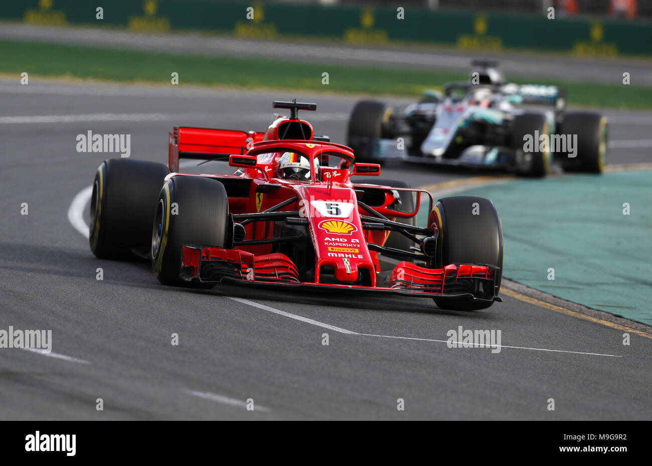 Melbourne, Australia. 25 Mar, 2018. Motorsports: FIA Formula One World Championship 2018, Melbourne, Victoria : Motorsports: Formula 1 2018 Rolex Australian Grand Prix, , #5 Sebastian Vettel (GER, la Scuderia Ferrari) | utilizzo del credito in tutto il mondo: dpa picture alliance/Alamy Live News Foto Stock