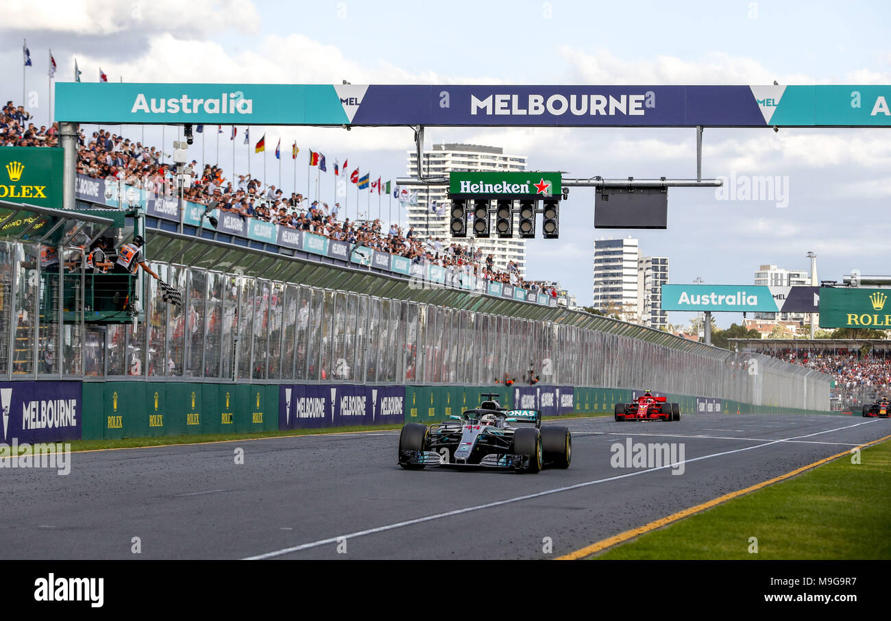 Melbourne, Australia. 25 Mar, 2018. Motorsports: FIA Formula One World Championship 2018, Melbourne, Victoria : Motorsports: Formula 1 2018 Rolex Australian Grand Prix, #44 Lewis Hamilton (GBR, Mercedes AMG Petronas Team di F1), | Utilizzo di credito in tutto il mondo: dpa picture alliance/Alamy Live News Foto Stock