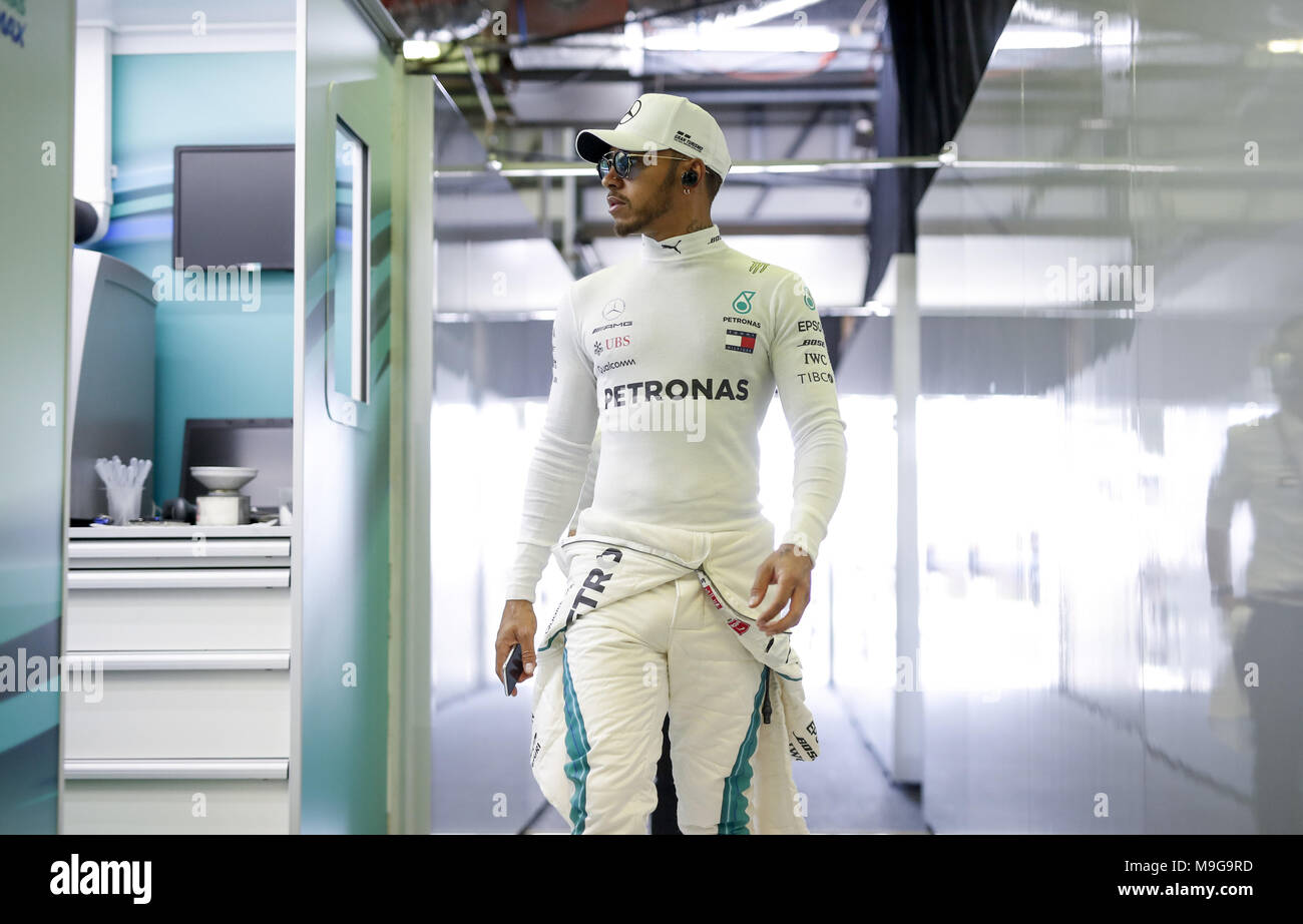 Melbourne, Australia. 25 Mar, 2018. Motorsports: FIA Formula One World Championship 2018, Melbourne, Victoria : Motorsports: Formula 1 2018 Rolex Australian Grand Prix, #44 Lewis Hamilton (GBR, Mercedes AMG Petronas Team di F1), | Utilizzo di credito in tutto il mondo: dpa picture alliance/Alamy Live News Foto Stock
