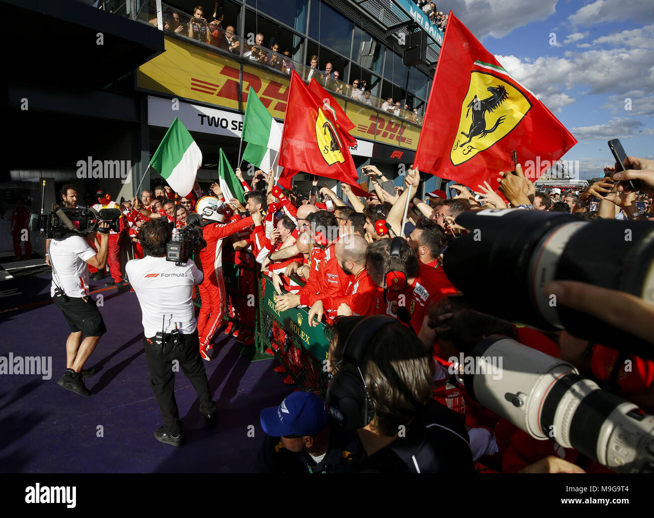 Melbourne, Australia. 25 Mar, 2018. Motorsports: FIA Formula One World Championship 2018, Melbourne, Victoria : Motorsports: Formula 1 2018 Rolex Australian Grand Prix, , #5 Sebastian Vettel (GER, la Scuderia Ferrari) | utilizzo del credito in tutto il mondo: dpa picture alliance/Alamy Live News Foto Stock