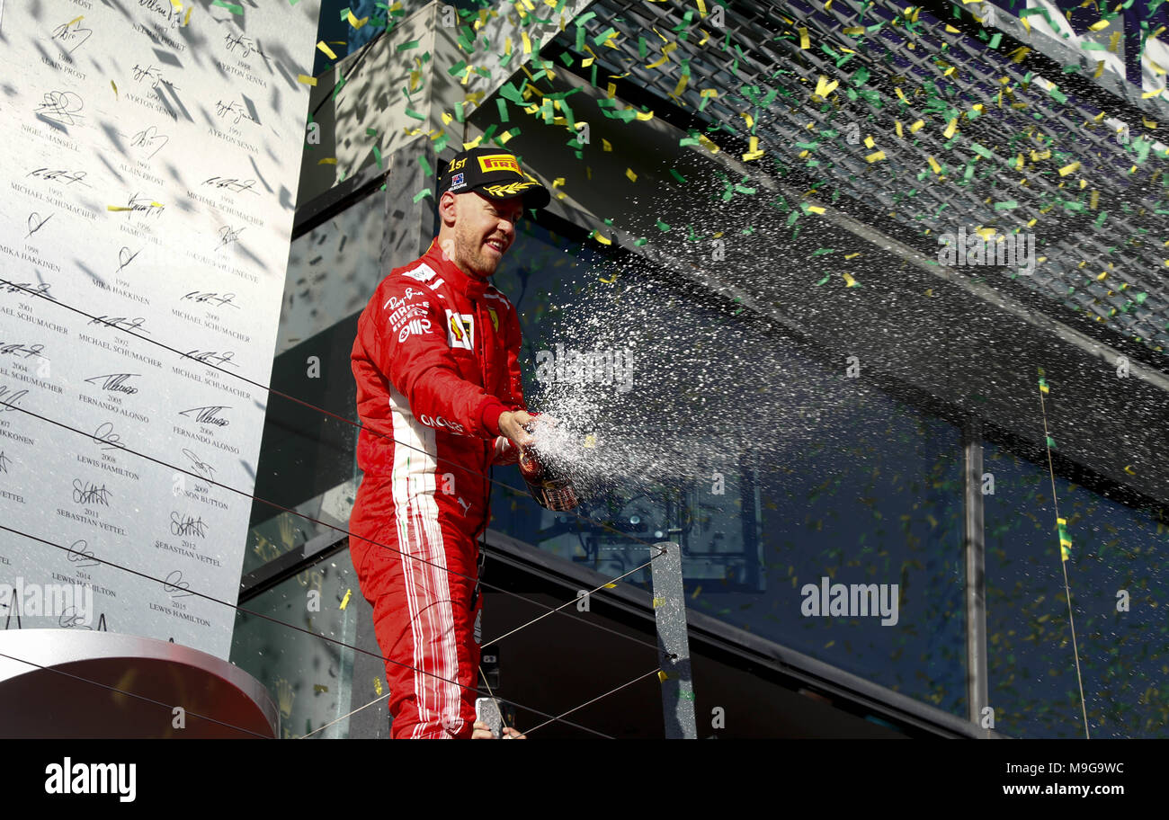 Melbourne, Australia. 25 Mar, 2018. Motorsports: FIA Formula One World Championship 2018, Melbourne, Victoria : Motorsports: Formula 1 2018 Rolex Australian Grand Prix, , #5 Sebastian Vettel (GER, la Scuderia Ferrari) | utilizzo del credito in tutto il mondo: dpa picture alliance/Alamy Live News Foto Stock