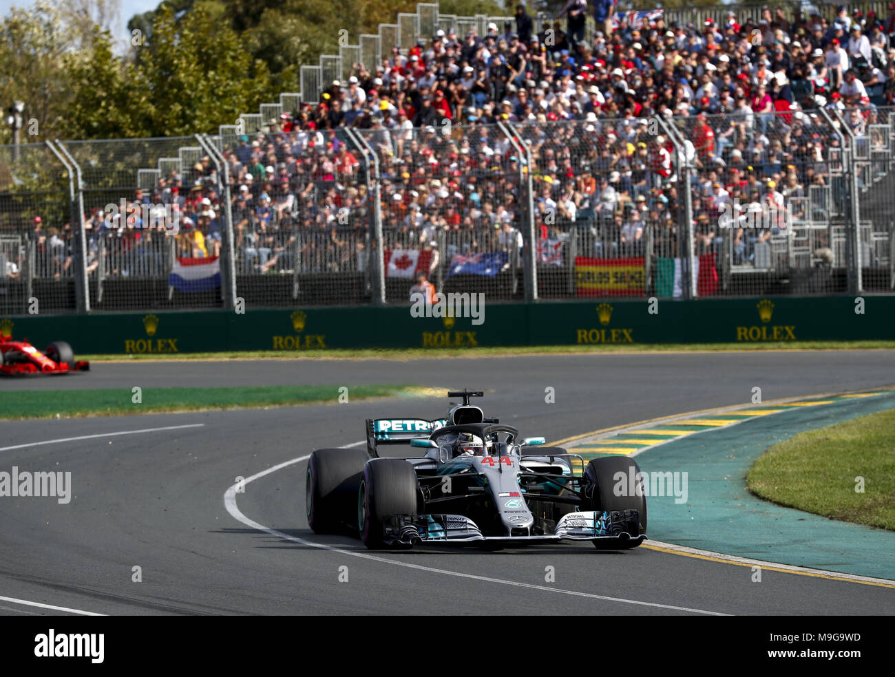 Melbourne, Australia. 25 Mar, 2018. Motorsports: FIA Formula One World Championship 2018, Melbourne, Victoria : Motorsports: Formula 1 2018 Rolex Australian Grand Prix, #44 Lewis Hamilton (GBR, Mercedes AMG Petronas Team di F1), | Utilizzo di credito in tutto il mondo: dpa picture alliance/Alamy Live News Foto Stock