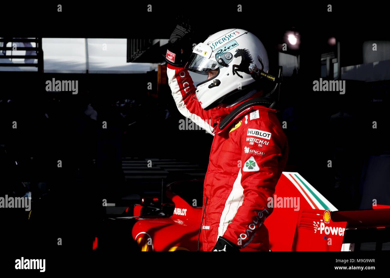 Melbourne, Australia. 25 Mar, 2018. Motorsports: FIA Formula One World Championship 2018, Melbourne, Victoria : Motorsports: Formula 1 2018 Rolex Australian Grand Prix, , #5 Sebastian Vettel (GER, la Scuderia Ferrari) | utilizzo del credito in tutto il mondo: dpa picture alliance/Alamy Live News Foto Stock