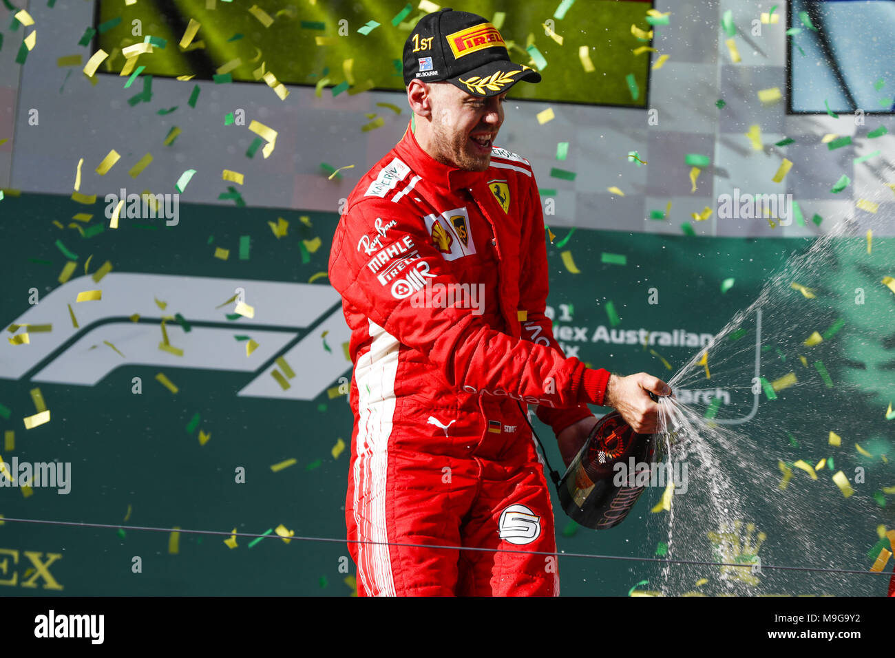 Melbourne, Australia. 25 Mar, 2018. Motorsports: FIA Formula One World Championship 2018, Melbourne, Victoria : Motorsports: Formula 1 2018 Rolex Australian Grand Prix, , #5 Sebastian Vettel (GER, la Scuderia Ferrari) | utilizzo del credito in tutto il mondo: dpa picture alliance/Alamy Live News Foto Stock
