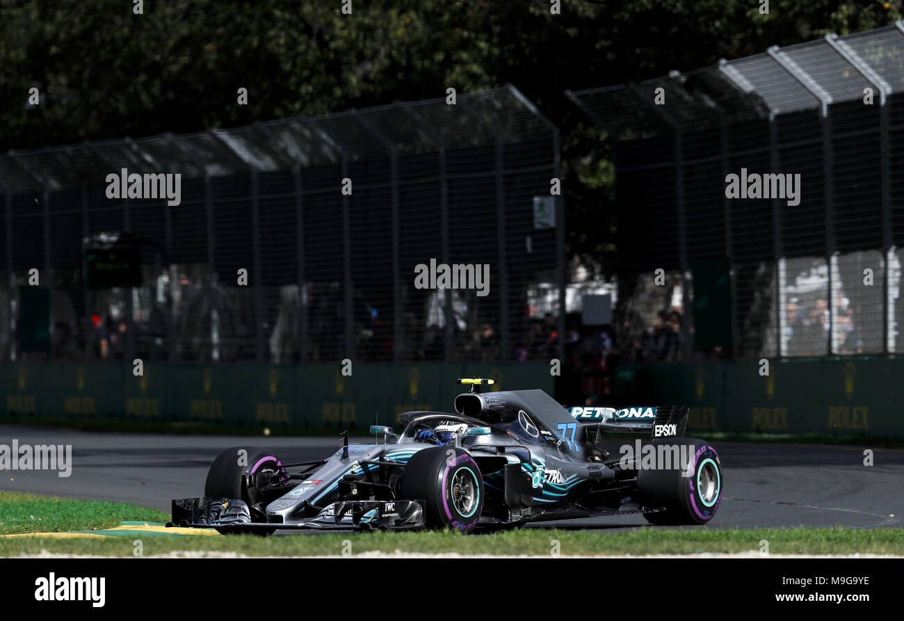 Melbourne, Australia. 25 Mar, 2018. Motorsports: FIA Formula One World Championship 2018, Melbourne, Victoria : Motorsports: Formula 1 2018 Rolex Australian Grand Prix, #77 Valtteri Bottas (FIN, Mercedes AMG Petronas), | Utilizzo di credito in tutto il mondo: dpa picture alliance/Alamy Live News Foto Stock
