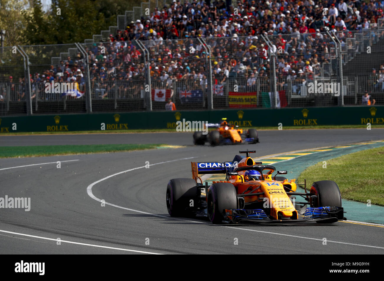 Melbourne, Australia. 25 Mar, 2018. Motorsports: FIA Formula One World Championship 2018, Melbourne, Victoria : Motorsports: Formula 1 2018 Rolex Australian Grand Prix, #14 Fernando Alonso (ESP, McLaren-Renault), | Utilizzo di credito in tutto il mondo: dpa picture alliance/Alamy Live News Foto Stock