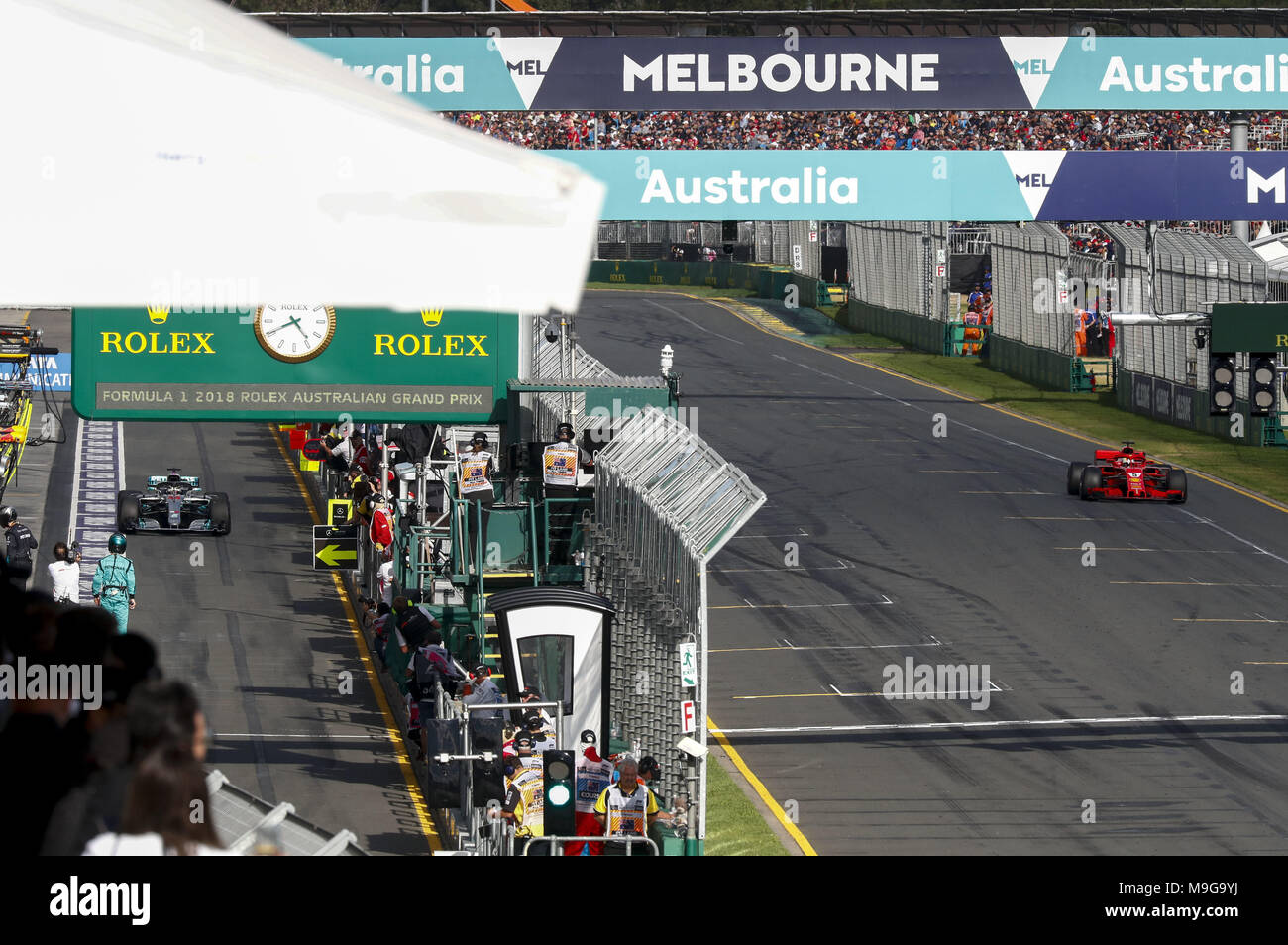 Melbourne, Australia. 25 Mar, 2018. Motorsports: FIA Formula One World Championship 2018, Melbourne, Victoria : Motorsports: Formula 1 2018 Rolex Australian Grand Prix, , #5 Sebastian Vettel (GER, la Scuderia Ferrari) | utilizzo del credito in tutto il mondo: dpa picture alliance/Alamy Live News Foto Stock