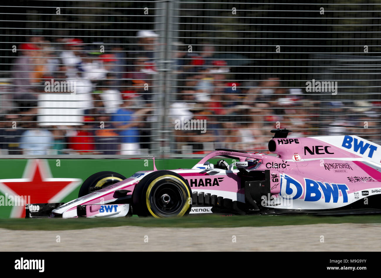 Melbourne, Australia. 25 Mar, 2018. Motorsports: FIA Formula One World Championship 2018, Melbourne, Victoria : Motorsports: Formula 1 2018 Rolex Australian Grand Prix, #11 Sergio Perez (MEX, Sahara Force India F1 Team), | Utilizzo di credito in tutto il mondo: dpa picture alliance/Alamy Live News Foto Stock