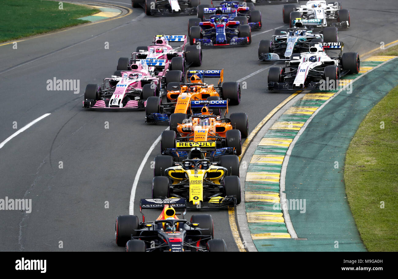 Melbourne, Australia. 25 Mar, 2018. Motorsports: FIA Formula One World Championship 2018, Melbourne, Victoria : Motorsports: Formula 1 2018 Rolex Australian Grand Prix, Start#55 Carlos Sainz (ESP, Renault ), | Utilizzo di credito in tutto il mondo: dpa picture alliance/Alamy Live News Foto Stock